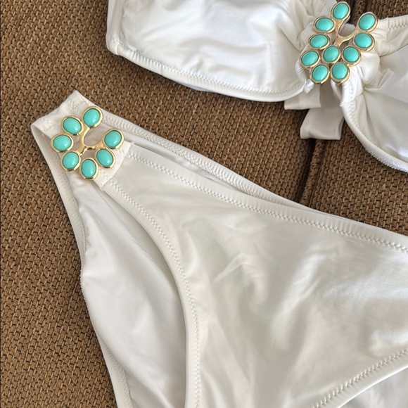 NWT Trina Turk White Bikini Bottom W/gold accents - Picture 9 of 10